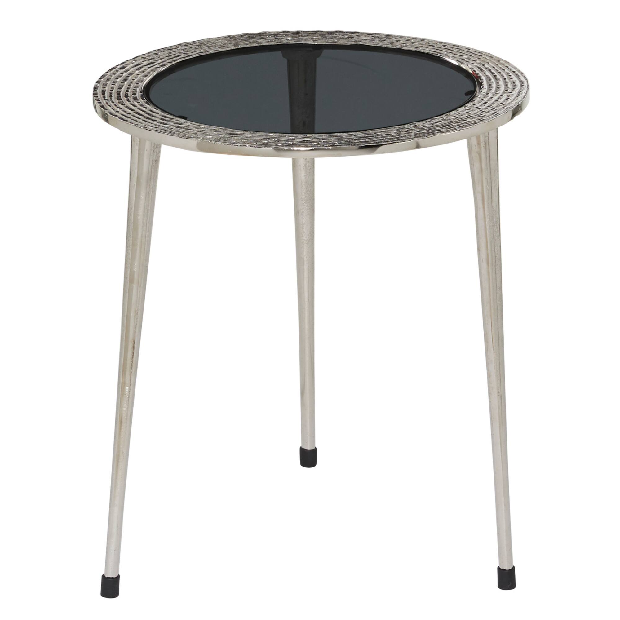 19" Silver Contemporary Aluminum Accent Table